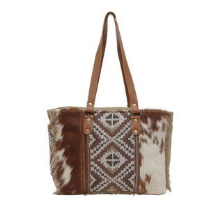 Southwest Aztec Handbag-Elisa Leather & Canvas Shoulder Bag-Myra Bag